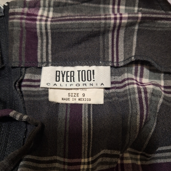 Vtg Y2K Purple Gray Plaid Spaghetti Strap Dress Size 9 Byer Too! California - Picture 7 of 7
